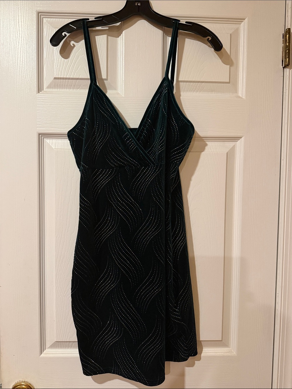 Sleeveless Black Velvet Slip Dress with Sparkle Detail